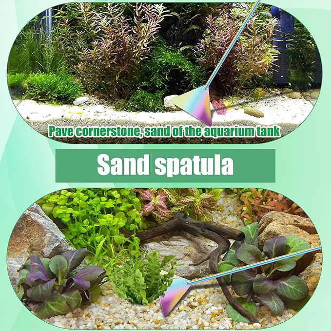 Aquarium Aquascape Tools Kit, 4 in 1 Anti-Rust Aquatic Plant Aquascaping Tool Stainless Steel Black Tweezers Scissors Spatula for Aquarium Tank Clean Fish Tank Aquascape Accessories Set-PawvioPets