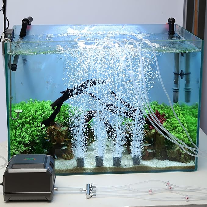 hygger Aquarium Air Pump 10W/15W 0.025Mpa/0.03Mpa Powerful Adjustable Fish Tank Air Pump 4 Outlets Oxygen Aerator for Medium Large Fish Tank Up to 1000 Gallon,Samll Pond,Hydroponics,Commercial Use-PawvioPets