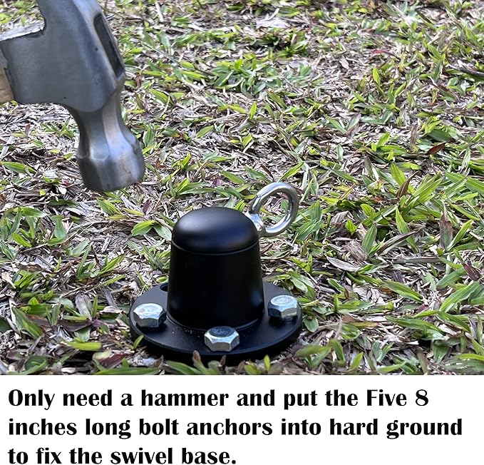 Dog Tie Out Stake Anchor, 360° Swivel Dog Tie Out Cable Runner for Yard Camping (Black)-PawvioPets