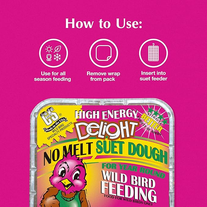 C&S High Energy Delight No Melt Suet Dough, Suet Cakes for Wild Birds, 11 Ounces, Pack of 8-PawvioPets