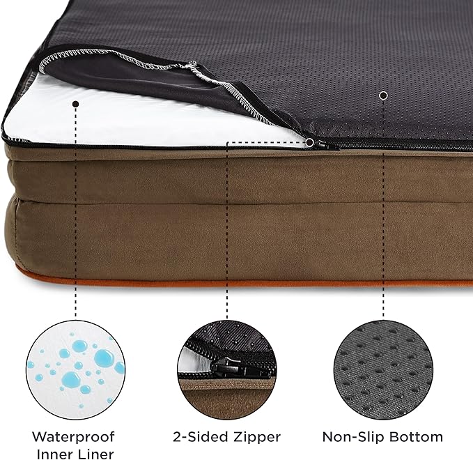 Bedsure Orthopedic Dog Bed for Extra Large Dogs - XL Washable Dog Sofa Beds Large, Supportive Foam Pet Couch Bed with Removable Washable Cover, Waterproof Lining and Nonskid Bottom, Brown-PawvioPets