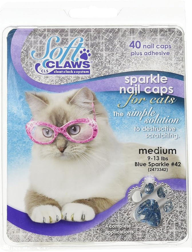 Feline Soft Claw Nail Caps M Blu Sprk-PawvioPets