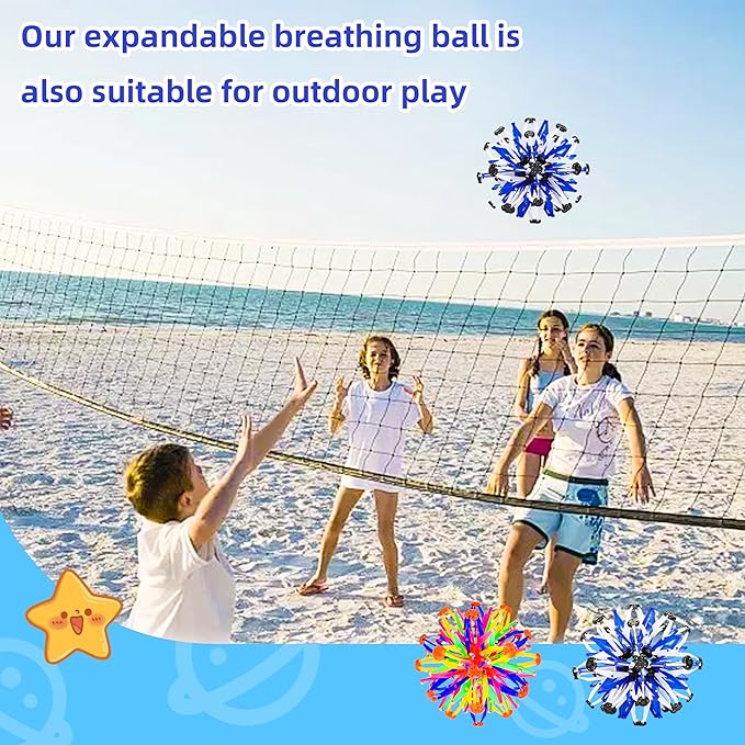 2Pcs Colorful Sphere Expandable Breathing Balls Fidget Toy-Great Anxiety Stress Reliever,Collapsible Expanding Magic Ball Toys for Kids & Adults Mindfulness Meditation Practices , Yoga -ADHD-PawvioPets