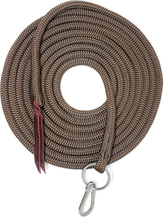 22' Long Line with SS O Ring and Carabiner (Brown)-PawvioPets