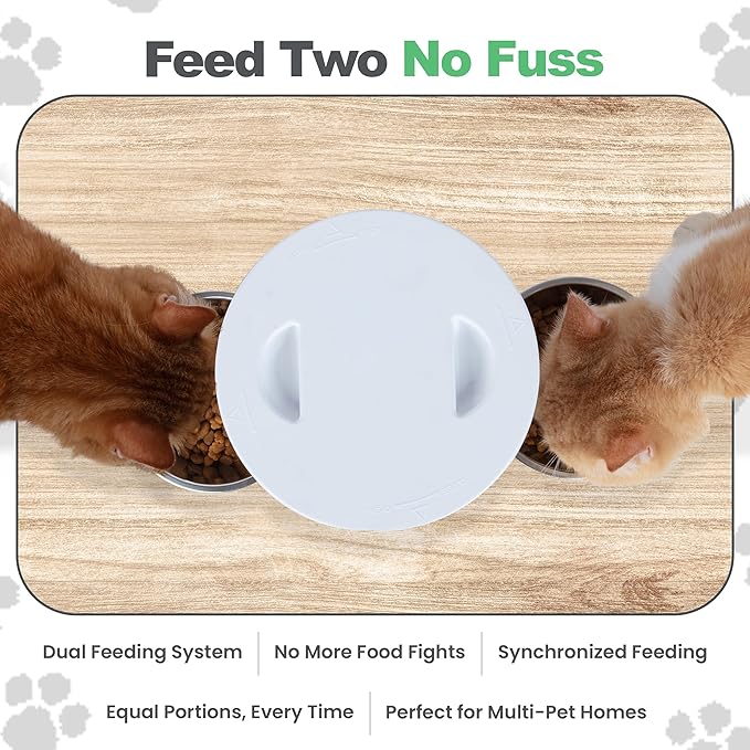 Automatic Cat Feeder for 2 Cats – Dual Food Dispenser with App Control, 5L Capacity (20 Cups), Smart Cat Food Dispenser for Multi Cats, Dual Pet Feeder with Stainless Steel Bowls and WiFi-PawvioPets