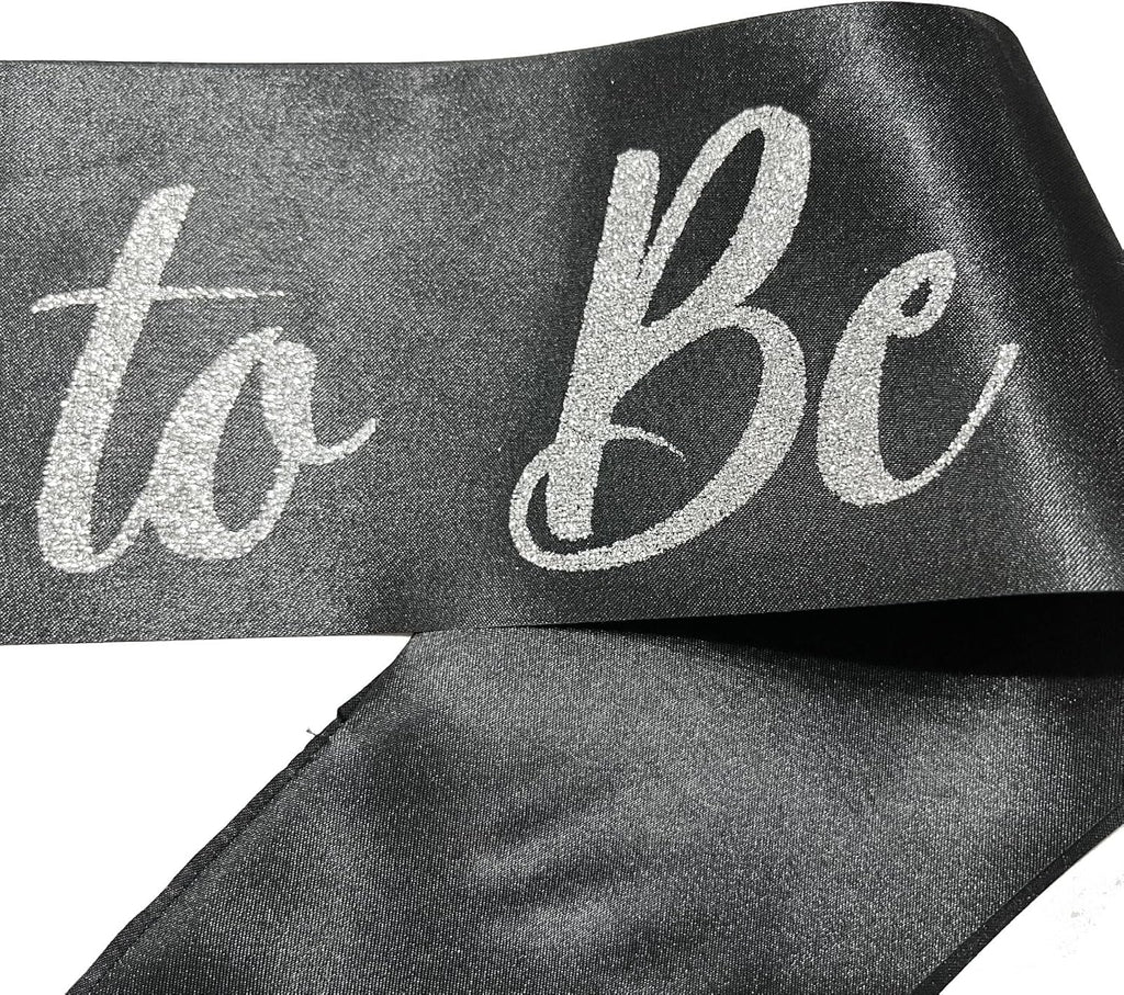 Silver and Black Bride Sash, Bride Sash Bachelorette Party Bridal Shower Sashes Bachelor Decorations Just Married Gift Engaged Decor Accessories,Black