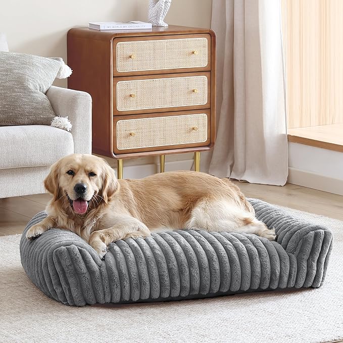 Arlee Saddle Sofa Memory Foam Pet Bed, Comfortable & Washable, Ideal for Dogs and Puppies, Extra Comfort, Couch Design, Crate & Kennel Furniture, Pet Supplies & Essentials, Grey, Large-PawvioPets