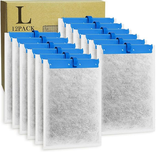 12 Pack Large Replacement Filter Cartridges Compatible with Tetra Whisper Bio-Bag Filters Large Aquarium Filter Cartridges for Whisper 20i/40i IQ20/30/45/60 PF20/30/40/60 Power Filters-PawvioPets