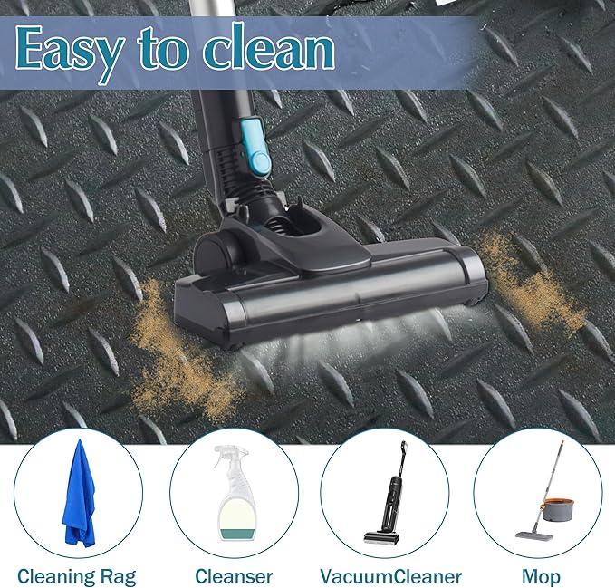 7.5 x 17 FT Garage Floor Mat,2.5 mm Thickness Diamond PVC Garage Flooring Roll, Anti-Slip Shop Floor & Parking mats for Workshop,Gym,Golf Cart Parking or Trailers-PawvioPets