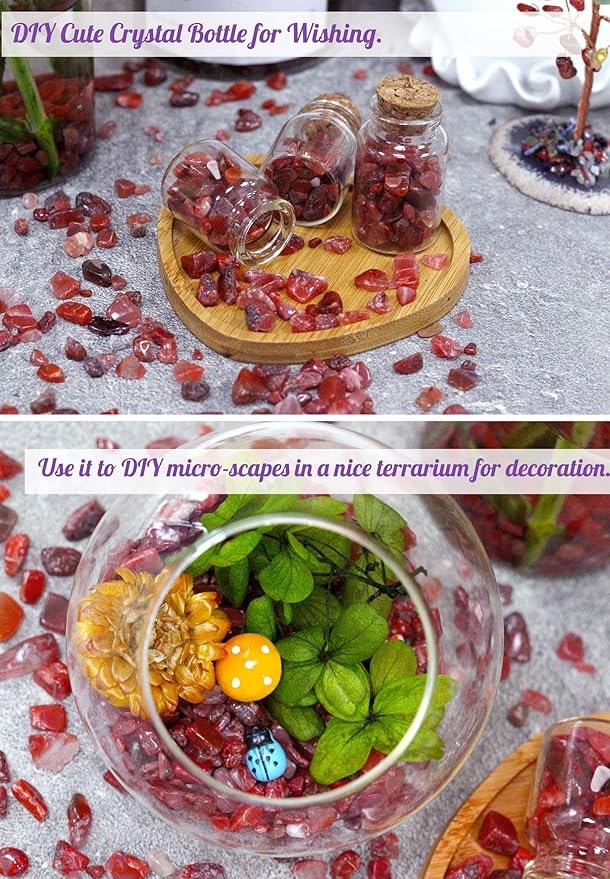 Carnelian Aquarium Gravel Rocks Natural Tumbled Healing Crystal Chips Bulk Gemstones Tumbled Crushed Stones for Fountain Vase Filler Planters Decorative Fish Tank Potted Reiki Energy Balancing 0.44lb-PawvioPets