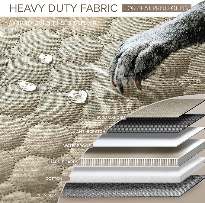 Back Seat Extender for Dogs, Heavy Duty Dog Car Seat Cover for Back Seat and Aggressive Chewer, Large Hard Bottom Car Seat Cover for Dogs, Dog Hammock for Car, Travel Pet Car Bed for Car, SUV, Truck-PawvioPets