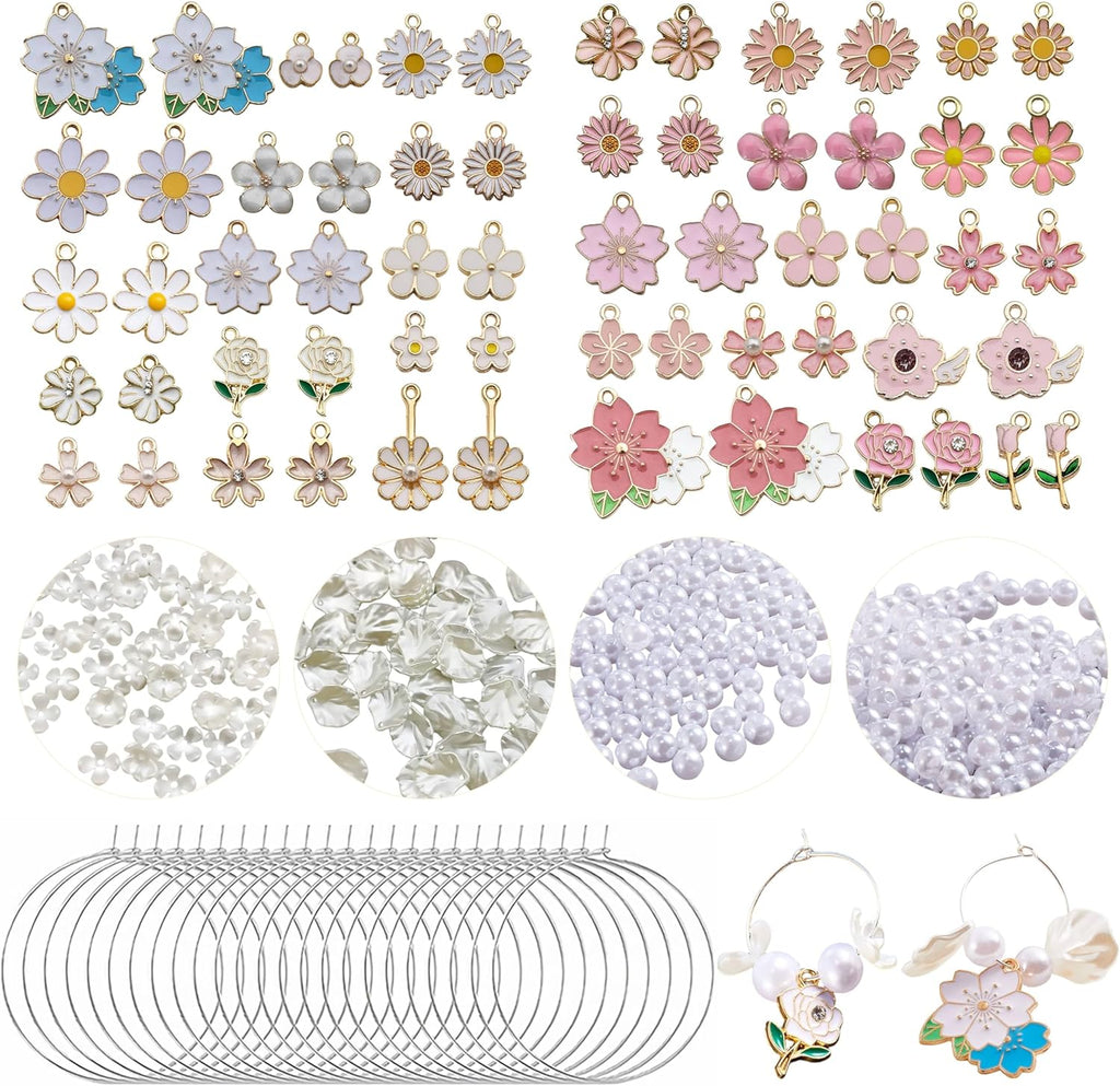 50 Sets Wine Glass Charms, Wine Charms for Stem Glasses, DIY Reusable Drink Markers for Weddings & Bachelorette with Alphabet Beads