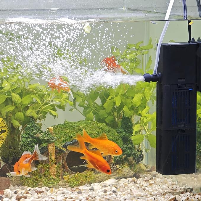 Aquarium Filter Water Flow Adjustable for 75-200 Gallon Fish Turtle Tank 400GPH Biochemical Filtration 4in1 Submersible Internal Powerful Pumps & Filters Keep Freshwater Saltwater Crystal Clear Large-PawvioPets