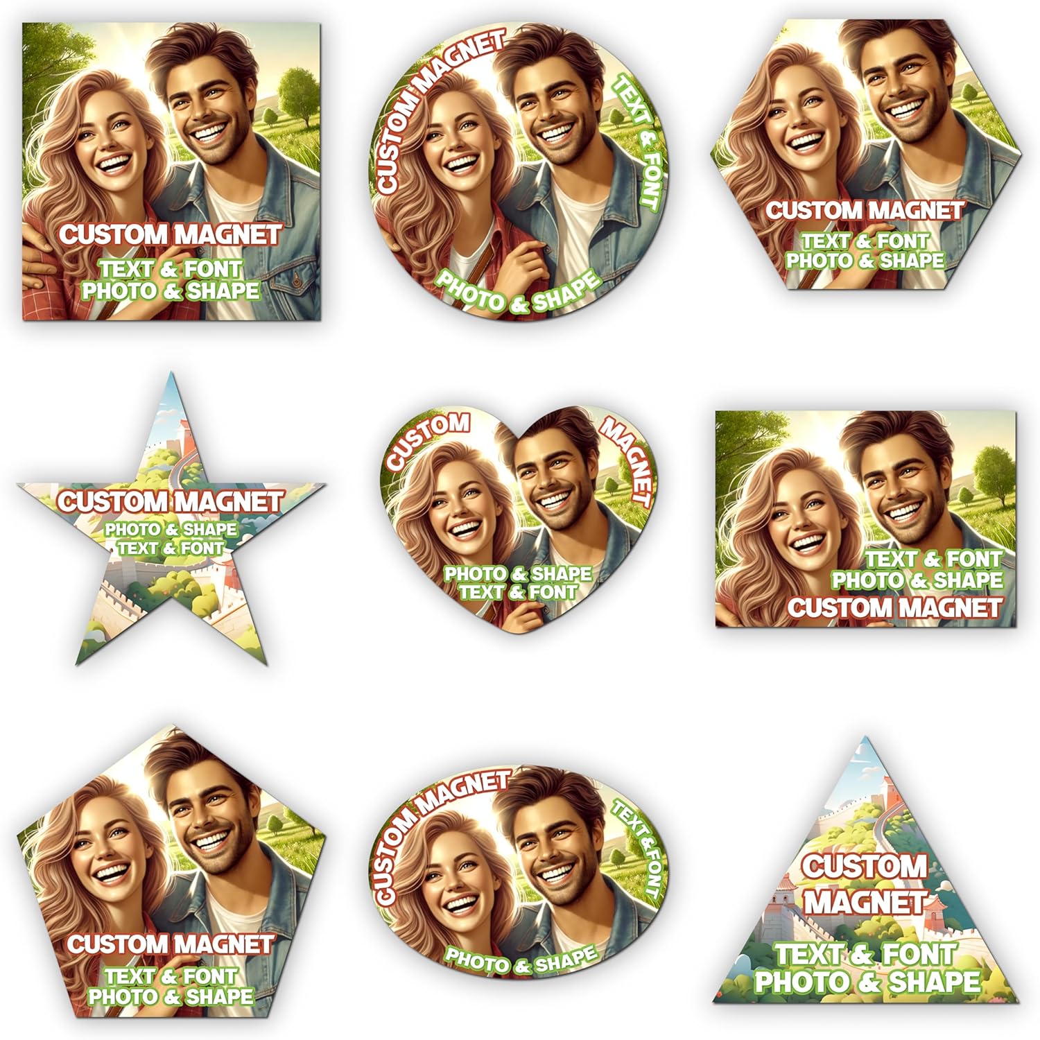 KETABAO – 13" Create Your Own Custom Refrigerator and Car Circle Photo Magnets - Personalized Decorative Magnetic Frames