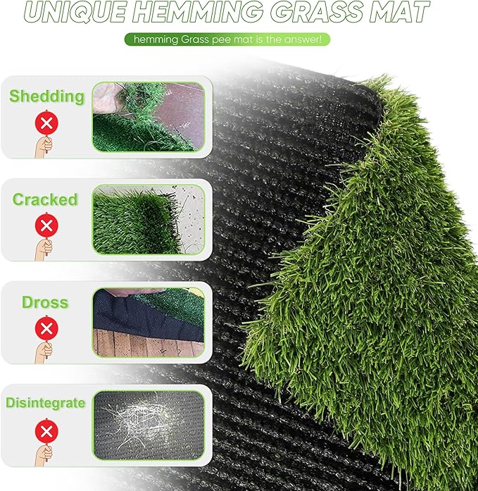 Dog Grass Pad with Tray: 2 Pack Grass Pee Pads for Dogs Potty for Puppy Training, 22"x18" Artificial Turf for Dogs with Collection Tray for Indoor /Outdoor /Patio /Balcony, Grey-PawvioPets