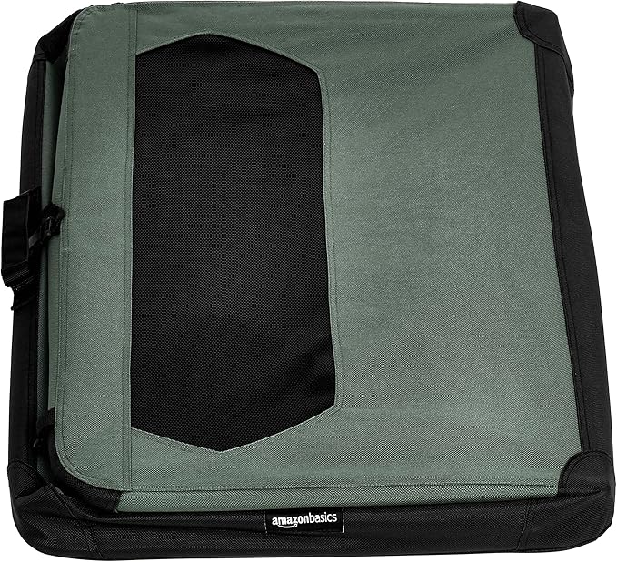 Amazon Basics Folding Portable Soft Pet Dog Crate Carrier Kennel, 36 x 24 x 24 inches, Grey-PawvioPets