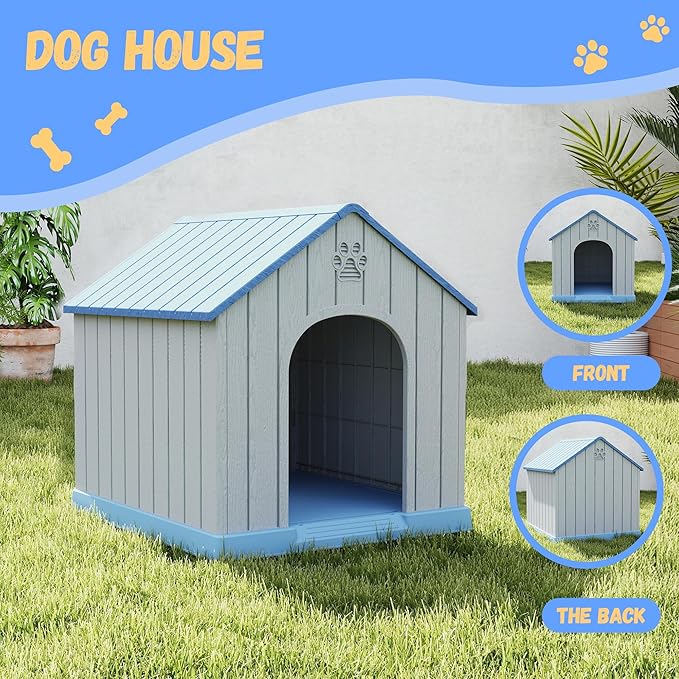 DRATO Dog Houses Resin Small Indoor Outdoor Dog Kennel for All-Weather Use Cozy Shelter for Small Dogs in Home, Garden, or Balcony-PawvioPets