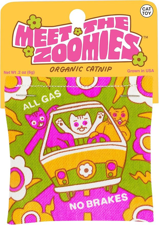 Blue Q Meet The Zoomies Catnip Cat Toy. Premium Organic Catnip Grown in The USA, 100% Cotton Pouches, Kitty Graphics Sure to Delight Every Cat-Keeper.-PawvioPets