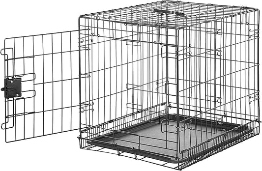 Amazon Basics Durable, Foldable Metal Wire Small Dog Crate with Tray, Single Door, 24 x 18 x 20 in, Black-PawvioPets