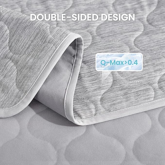 Cozy Bliss Leakproof Cooling Blanket for Large Dogs – Q-Max>0.4, Durable & Washable Dog Cooling Mat for Hot Weather, Soft Pet Throw & Couch Protector for Multiple Pets 60x80 Inch, Heather Silver Grey-PawvioPets