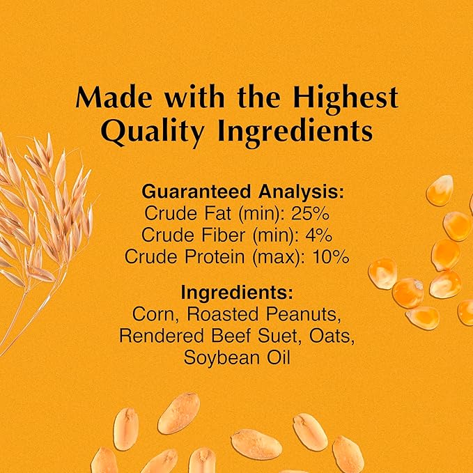 C&S Peanut Butter Delight No Melt Suet Dough, Suet Cakes for Wild Birds, 11.75 Ounces, Pack of 8-PawvioPets