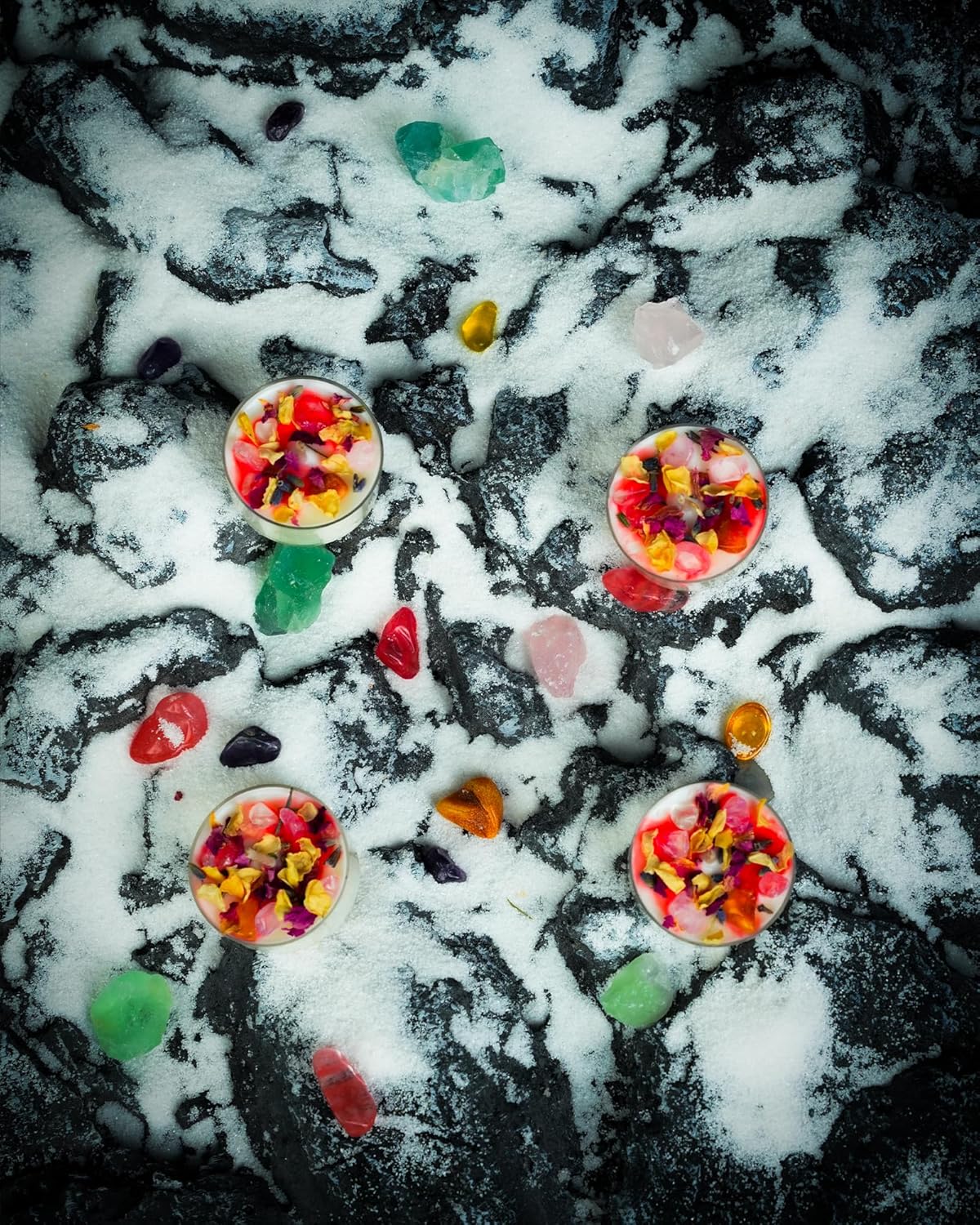 Tealight Candles with Crystals and Herbs, Handmade Energy, Healing Crystal, Aromatherapy Candles. (Pink)