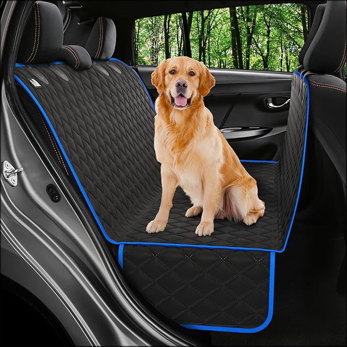 Dog Car Seat Cover for Back Seat, Waterproof Hammock for Car, SUV & Truck, Non-Slip Backseat Cover for Dogs, Heavy-Duty Dog Hammock Style Seat Protector Pets, Easy to Install & Clean-PawvioPets