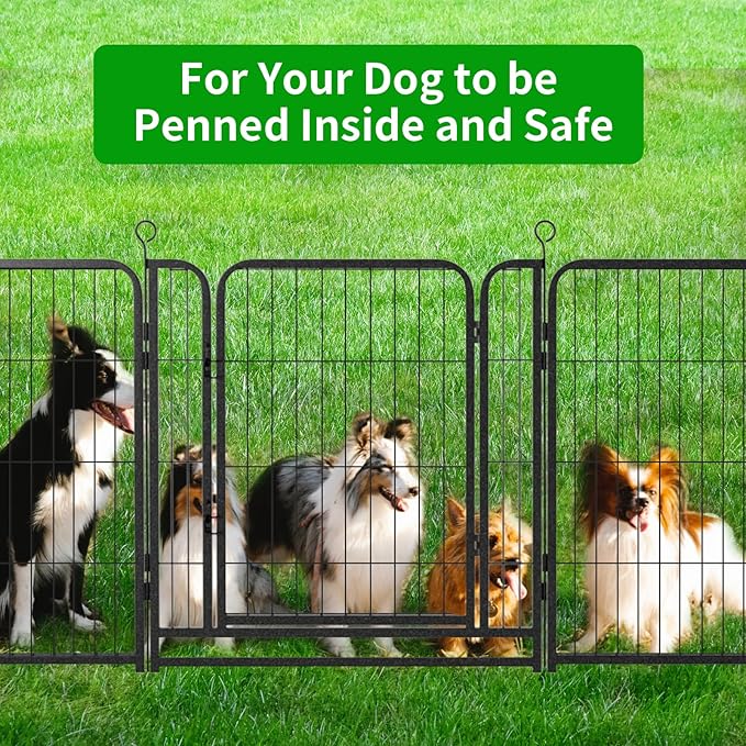 Dog Playpen Outdoor Extra Wide 32 Panels Heavy Duty Dog Fence 32" Height Anti-Rust with Doors Portable for RV Camping Yard, Total 84FT, 561 Sq.ft, Snowy Black-PawvioPets