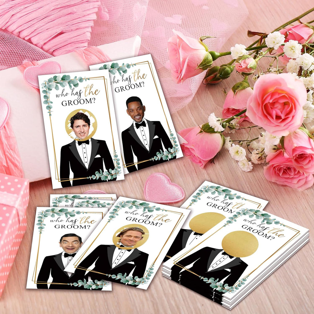Bridal Shower Scratch Off Game Cards, Who Has The Groom, 41Pcs Watercolor Greenery Wedding Shower Scratch Off Games, 3.5"x 2.1" Bachelorette Party Favor Decor, Engagement Party Ideas Activities-A07