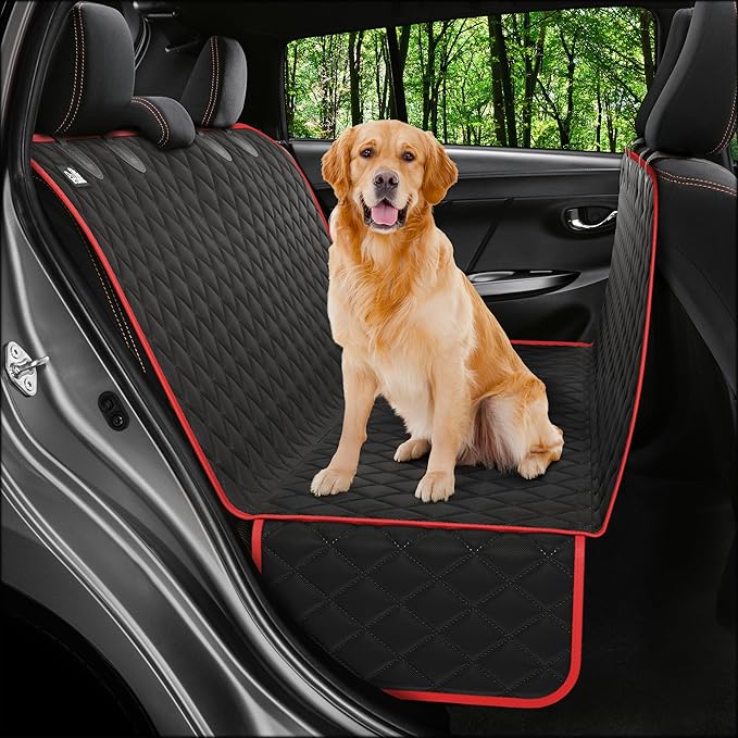 Dog Car Seat Cover for Back Seat, Waterproof Hammock for Car, SUV & Truck, Non-Slip Backseat Cover for Dogs, Heavy-Duty Dog Hammock Style Seat Protector Pets, Easy to Install & Clean-PawvioPets
