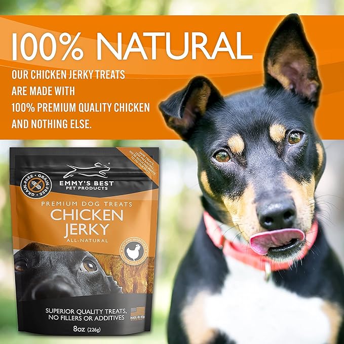 Emmy's Best EBPP Chicken Jerky Dog Treats Made in USA - 100% Natural Jerky Treats Made with Real Chicken - Grilled Chicken Strips for Medium Dogs, Large and Small Dogs-PawvioPets