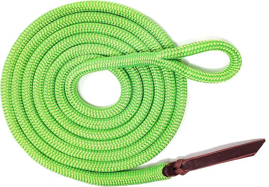 Double Braid Lead Rope with Eye Splice Loop, 12-14FT Lengths (Neon Green, 12 ft.)-PawvioPets