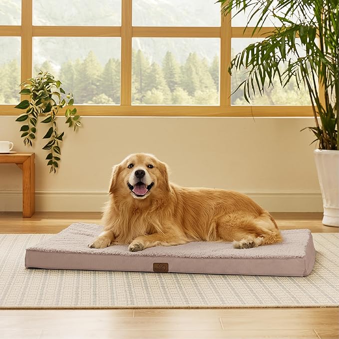 Bedsure Dog Beds Large Sized Dog - Extra-Large Orthopedic Waterproof Puppy Bed with Removable Washable Cover, Egg Crate Foam Pet Mat, Suitable for Pet Up to 100 lbs-PawvioPets