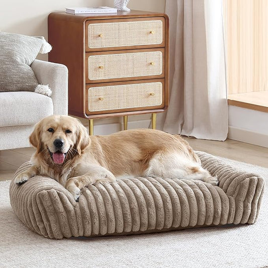 Arlee Saddle Sofa Memory Foam Pet Bed, Comfortable & Washable, Ideal for Dogs and Puppies, Extra Comfort, Couch Design, Crate & Kennel Furniture, Pet Supplies & Essentials, Tan, Large-PawvioPets