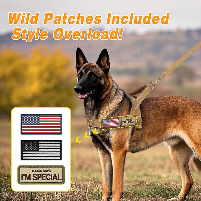 Forestpaw No Pull Dog Harness - Soft Flannel Padded Tactical Dog Vest Harness with Quick Release Buckle, Adjustable Reflective Pet Harness for Large Dogs Walking Training,Brown XL-PawvioPets
