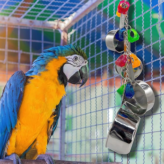 1410 Stainless Pot Delight from Parrots Cockatiels Conures Budgies Macaws Lovebirds African Greys Parrot Toys Stainless Foraging Chew Treat Noise-Making Fun Sensory Enrichment.-PawvioPets