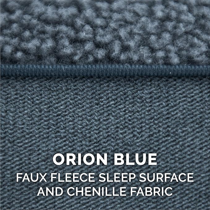 Furhaven Pillow Dog Bed for Medium/Small Dogs w/ Removable Bolsters & Washable Cover - Sherpa & Chenille Sofa - Orion Blue, Medium-PawvioPets