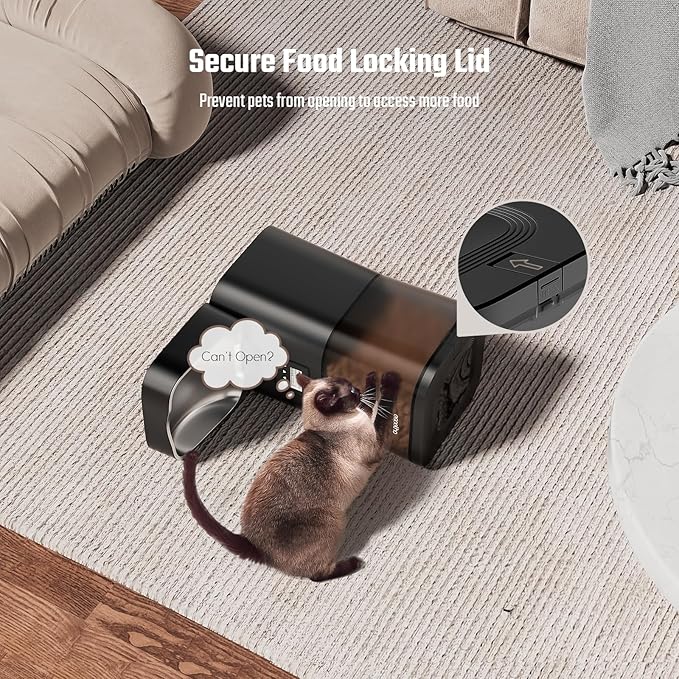 Espelho Automatic Cat Feeder- 4L Timed Cat Food Dispenser 1-6 Meals Control for Cat and Small Dog- Auto Pet Feeder with Desiccant Bag Keep Fresh for Reliable Easy Set Up and Clean- Voice Recorder-PawvioPets