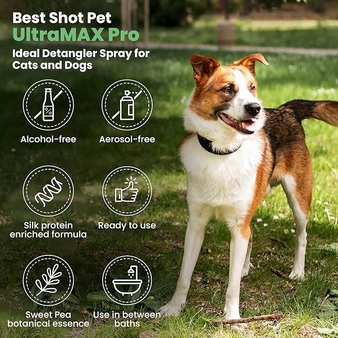 Best Shot UltraMAX Pro Finishing Spray, Ideal Detangler Spray for Pets, Hydrating and Soothing Pet Grooming Spray, for Dogs and Cats, 17 Oz.-PawvioPets