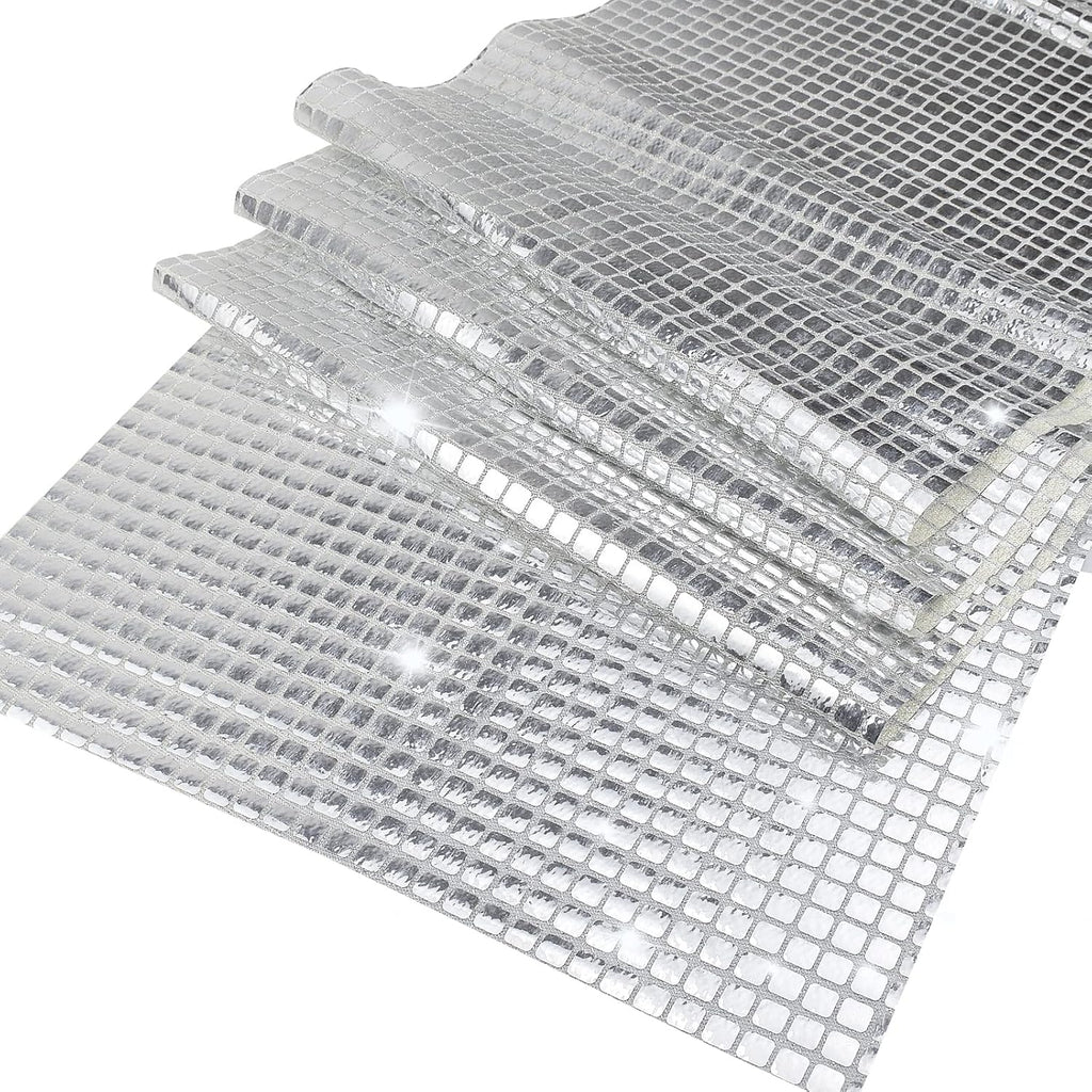 12 x 108 Inches Glitter Disco Table Runner - Retro 70s 80s Theme Decor - Silver Sequin - Bachelorette & Wedding Party Supplies