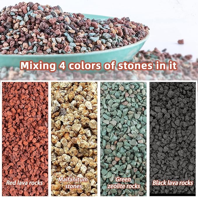 15lb Mix Horticultural Lava Rock Pebbles Pumice Potting Soil Amendment Succulent Cactus Bonsai Gritty Rock Decorative Gravel Plant Drainage Volcanic Rock for Aquarium Fairy Gardening Top Dressing-PawvioPets