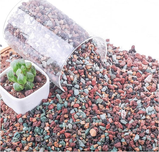 5lb Mix Horticultural Lava Rock Pebbles Pumice Potting Soil Amendment Succulent Cactus Bonsai Gritty Rock Decorative Gravel Plant Drainage Volcanic Rock for Aquarium Fairy Gardening Top Dressing-PawvioPets