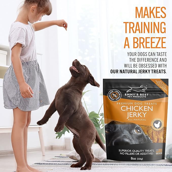 Emmy's Best EBPP Chicken Jerky Dog Treats Made in USA - 100% Natural Jerky Treats Made with Real Chicken - Grilled Chicken Strips for Medium Dogs, Large and Small Dogs-PawvioPets