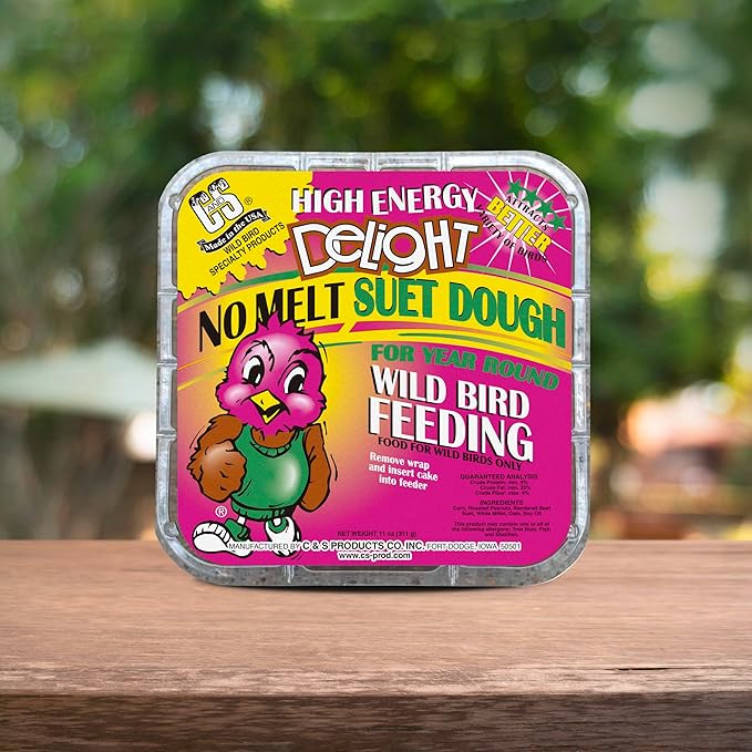 C&S High Energy Delight No Melt Suet Dough, Suet Cakes for Wild Birds, 11 Ounces, Pack of 8-PawvioPets