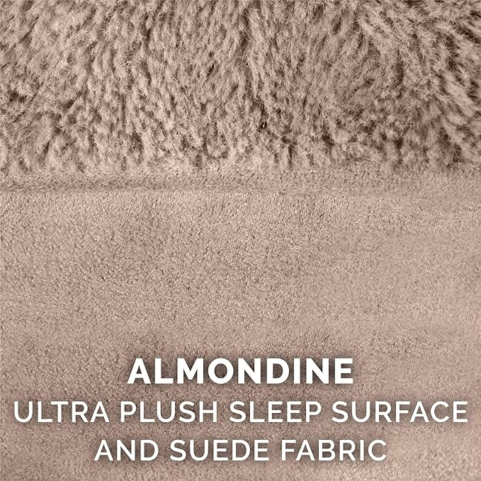 Furhaven Orthopedic Dog Bed for Large/Medium Dogs w/ Removable Bolsters & Washable Cover, For Dogs Up to 55 lbs - Plush & Suede Sofa - Almondine, Large-PawvioPets