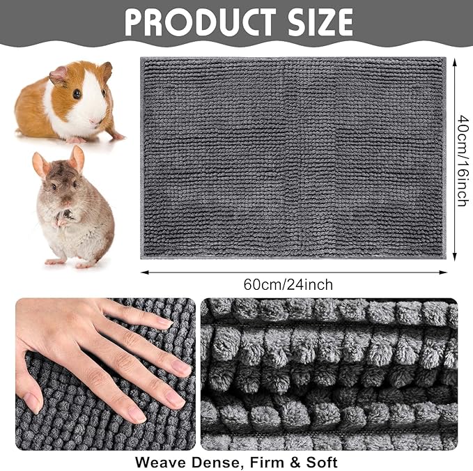 Amylove 4 Pcs Guinea Pig Cage Liner Guinea Pig Bedding Washable Fleece Pee Pads Reusable Small Animals Training Mat Small Animal Sleeping Bed for Bunny Hamster(Dark Gray,16 x 24 Inch)-PawvioPets
