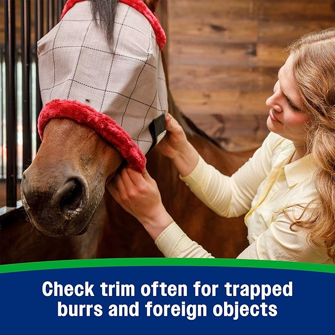 Farnam SuperMask II Fly Mask Without Ears for Larger Horses, Full Face Coverage and Eye Protection from Insect Pests, Structured Classic Styling Mesh with Plush Trim, XL Size-PawvioPets