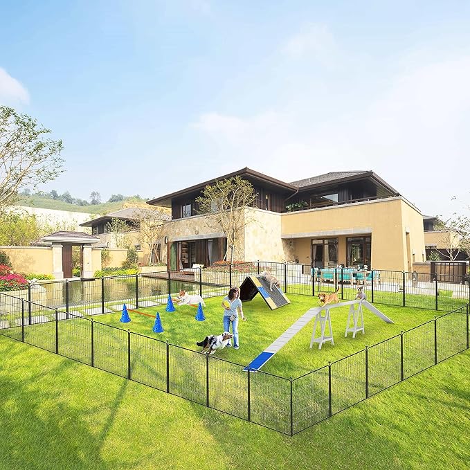 Dog Playpen 32 inch 36 Panels Indoor Outdoor Dog Pen for Medium/Small Dogs Heavy Duty Metal Dog Fence Outdoor for Yard, Puppy Playpen with Door Portable Pet Fence for RV Camping Yard-PawvioPets