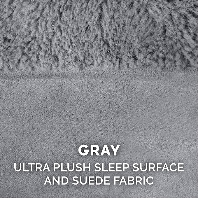 Furhaven Cooling Gel Dog Bed for Large/Medium Dogs w/ Removable Bolsters & Washable Cover, For Dogs Up to 55 lbs - Plush & Suede Sofa - Gray, Large-PawvioPets