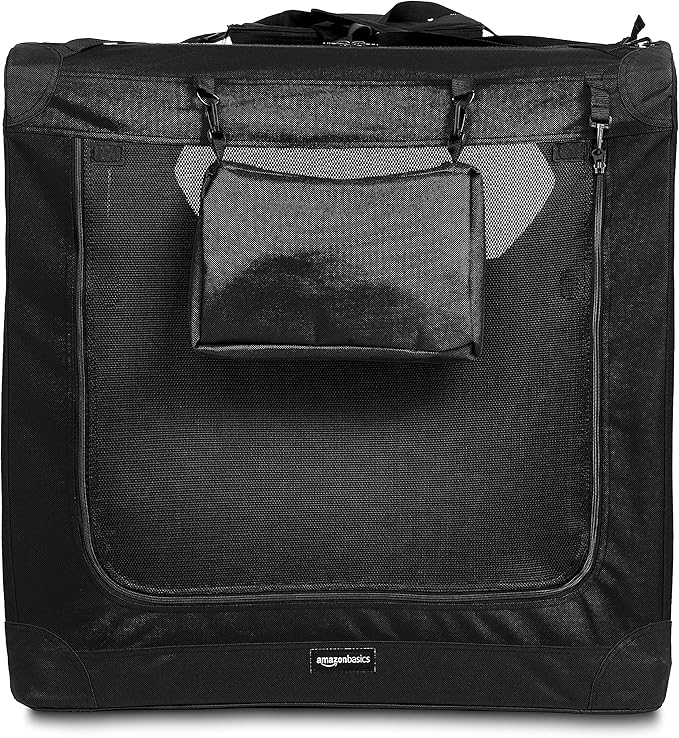 Amazon Basics Folding Portable Soft Pet Dog Crate Carrier Kennel, 42 x 31 x 31 inches, Black-PawvioPets